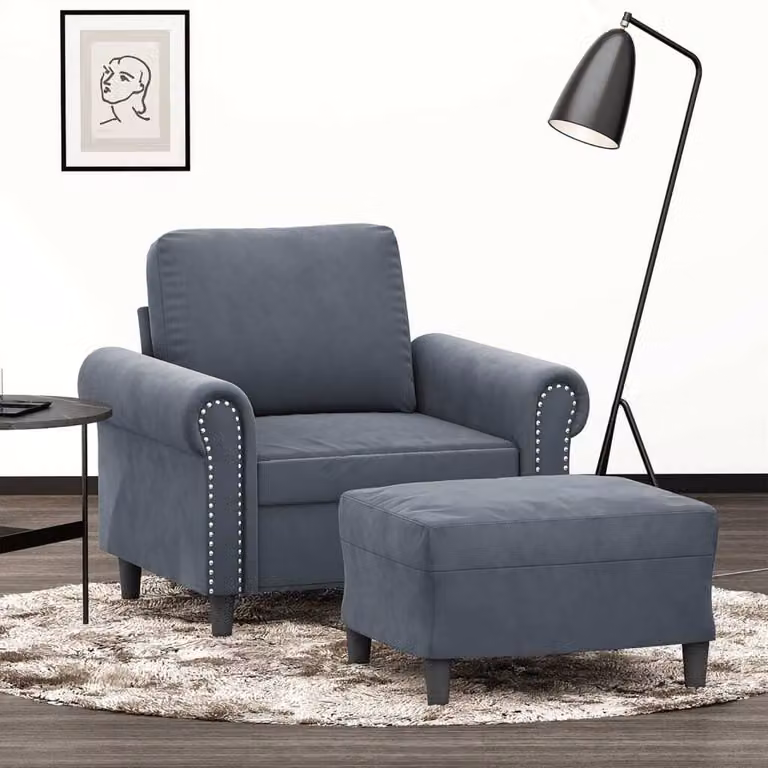 Maison Exclusive - Poltrona con poggiapiedi, grigio scuro, 60 cm, velluto