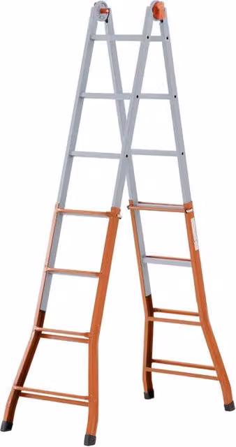 Scala Telescopica in Acciaio Gierre Arancione H Max 481 cm
