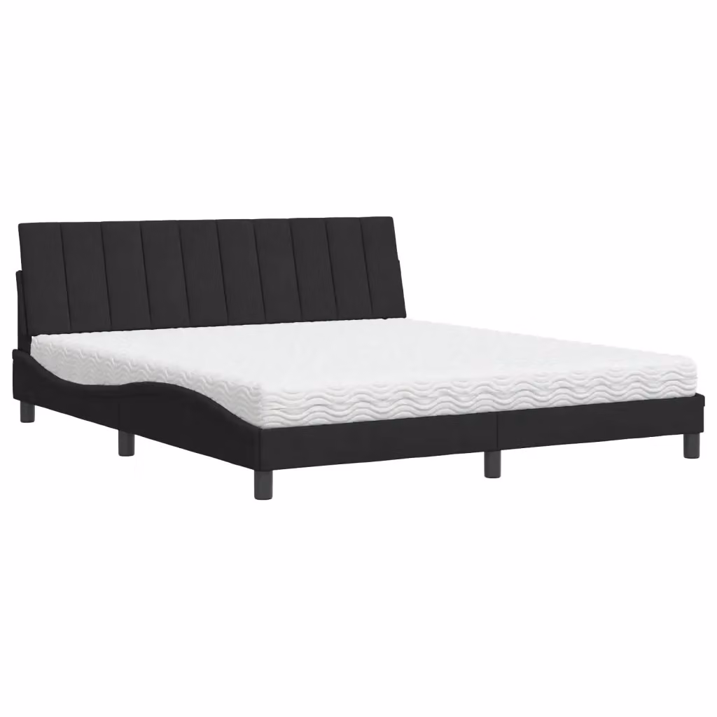 Letto moderno vidaXL Hanko con materasso in velluto nero L/P/H: 180 x 200 x 185 cm – 2