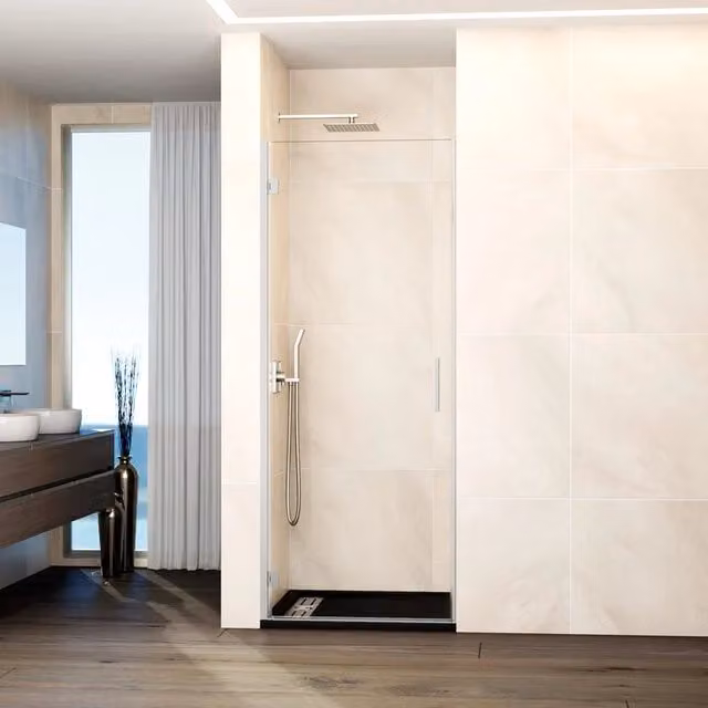 Box doccia frontale GLASS 1 porta battente 75 cm (73,2-75,2) nichel trasparente