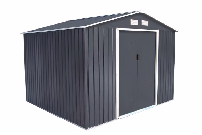 Casa da giardino in metallo Rojaplast Archer D 267x245 cm grigio