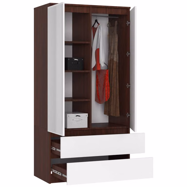 Armadio con due specchi | Armadio per la camera da letto | Dimensioni: 90 x 200 x 50 cm