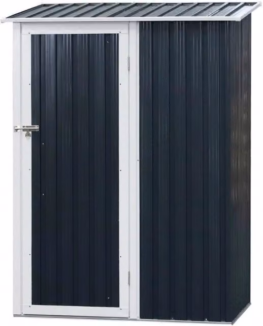 Casetta Porta Attrezzi in Metallo Ezooza 143 x 89 x 186 cm in Acciaio Verniciato di colore Antracite con porta decentrata