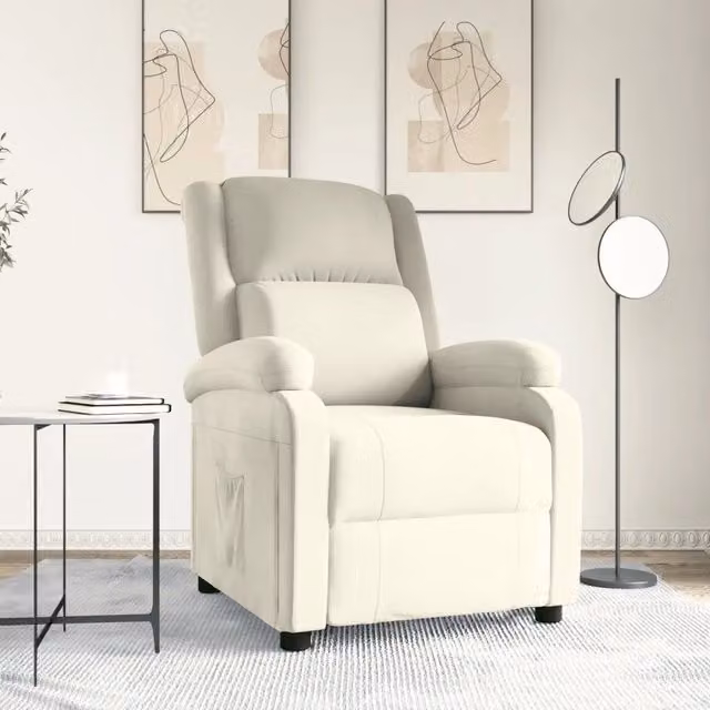 Poltrona Reclinabile Relax vidaXL in Velluto Beige con Braccioli e Regolazione Manuale
