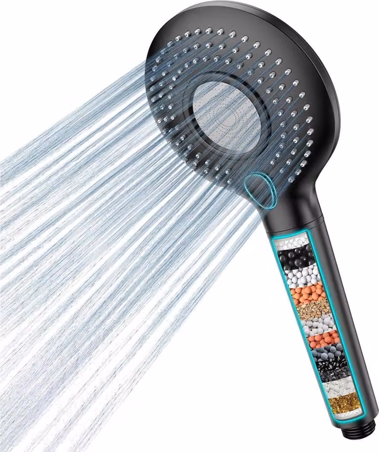 Soffione ad alta pressione con filtro 3 modalità di getto MEKO Black