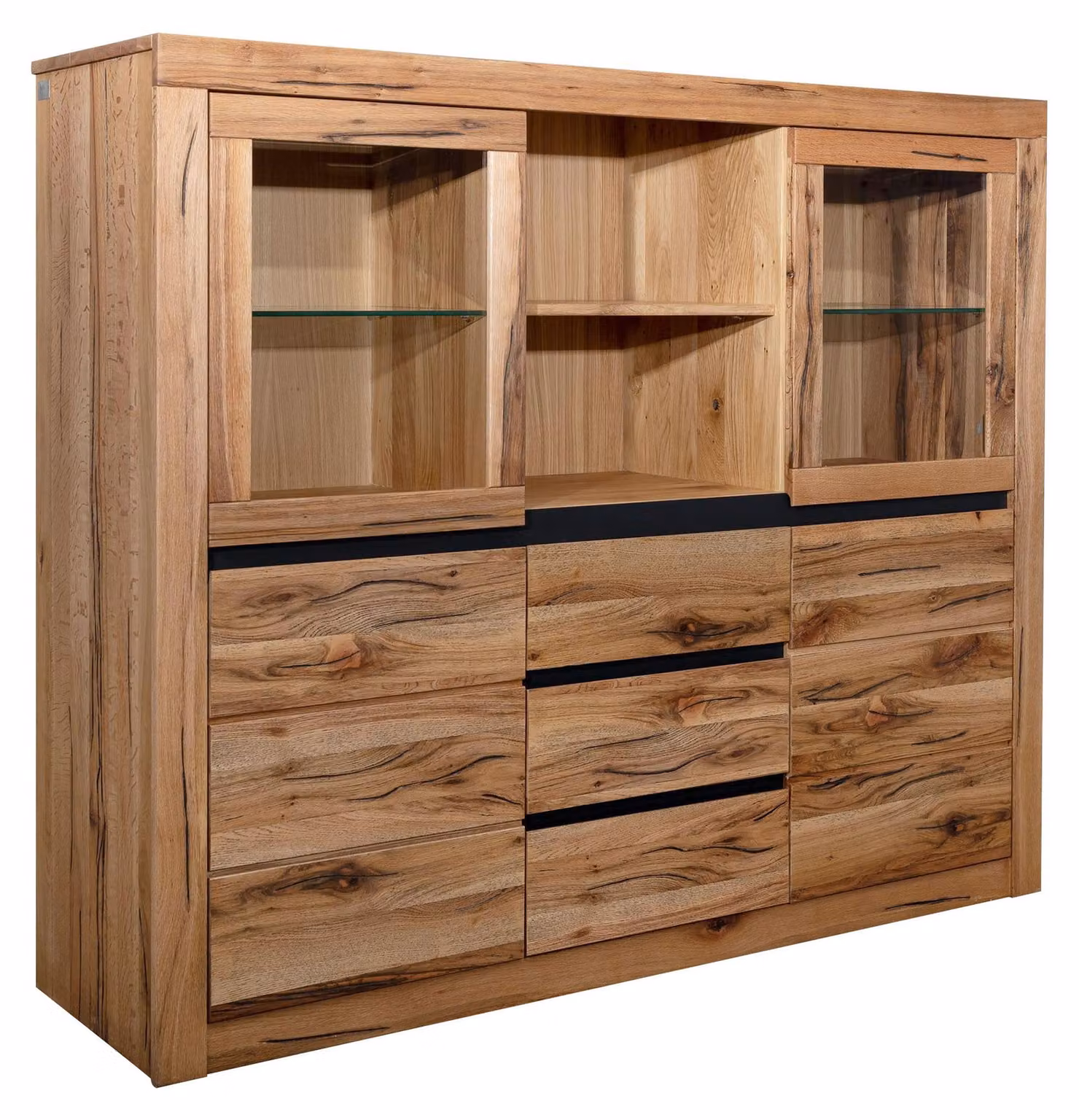 MASSIVMOEBEL24 | Credenza in legno di quercia selvatica / cerro 155x43x140 oliato naturale MONTREUX #156