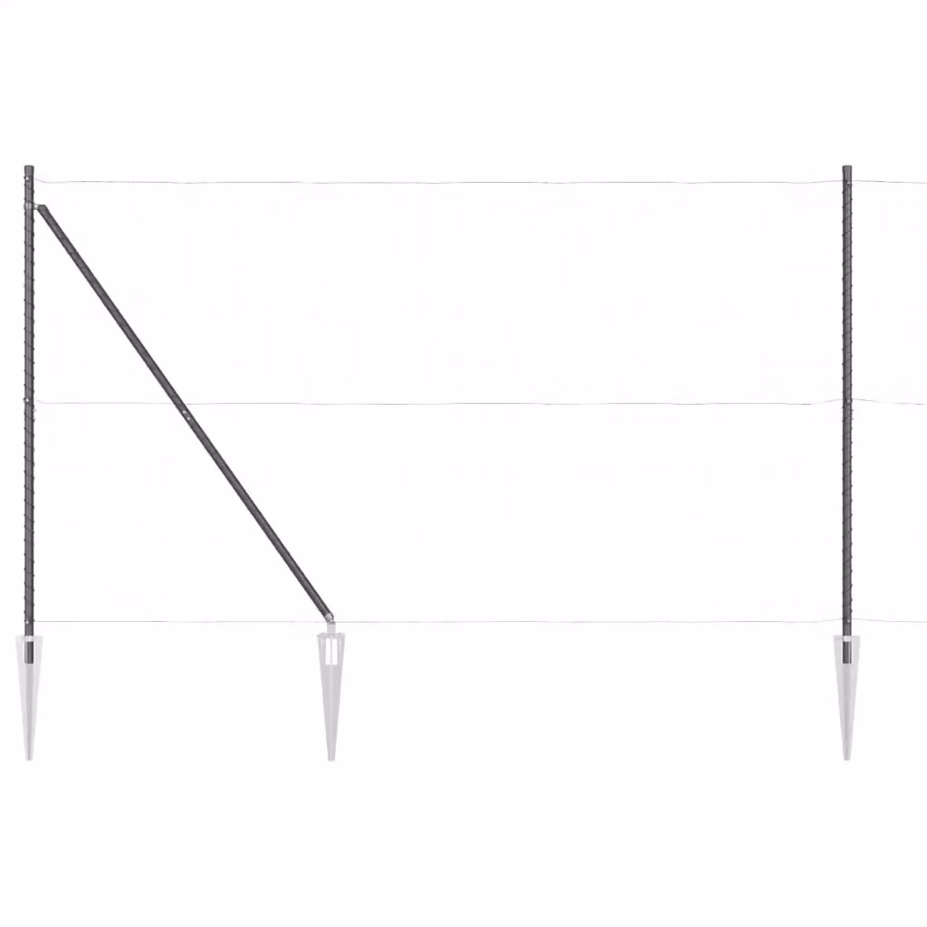 Set di 26 pali per recinzione rotondi vidaXL in acciaio zincato grigio, H x L x P: 215 x 3,2 x 3,2 cm – 2