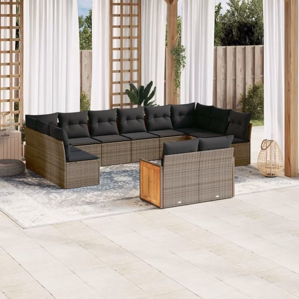 Maison Exclusive - Set divani da giardino 12 pezzi con cuscini grigio polyrattan