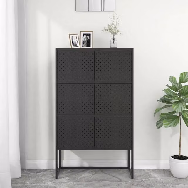 Credenza Alta Nera 80x35x135 cm in Acciaio 335877