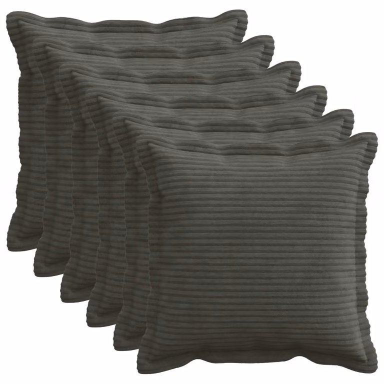 Set di 6 federe vidaXL HOUTEN in velluto a coste, colore antracite, 30 x 30 cm
