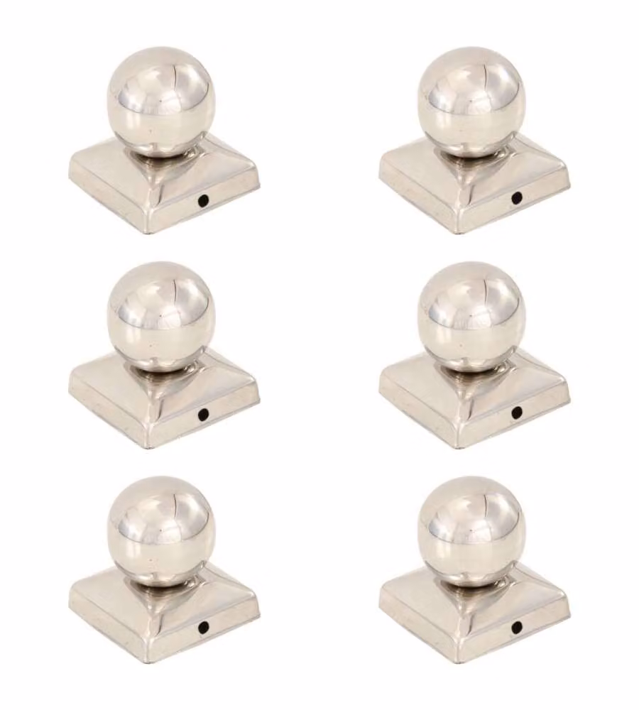 Tappi per Pali 6 pz Estremità a Globo in Acciaio Inox 71x71 mm