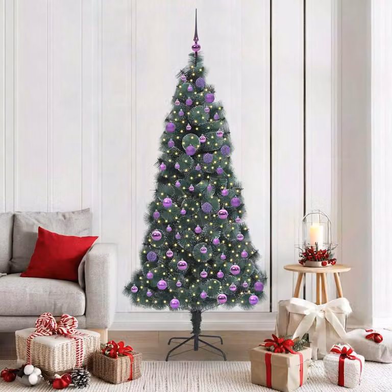 Maison Exclusive - Albero di Natale artificiale illuminato con set di palline verdi