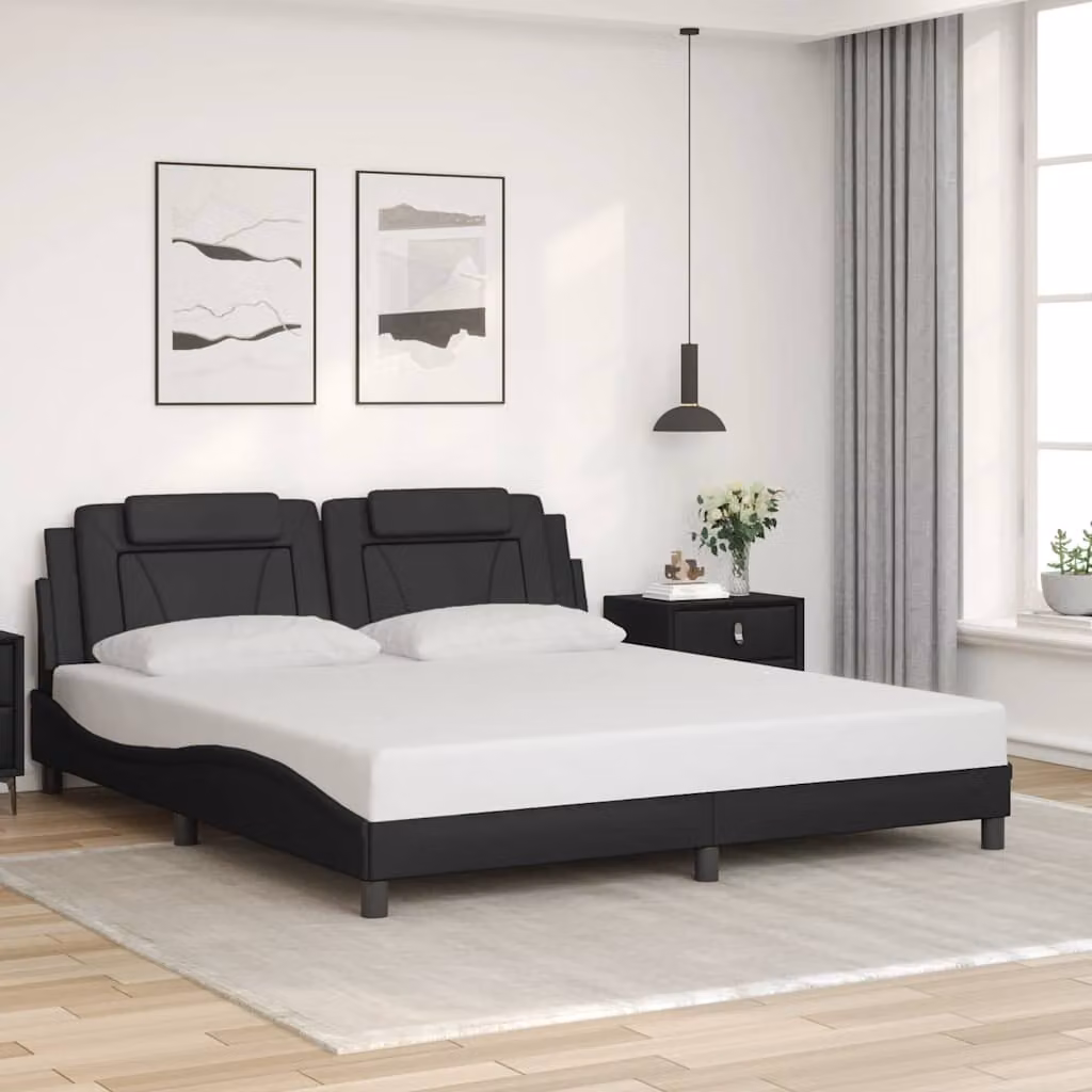 vidaXL Giroletto Viana in Similpelle Nero L: 180 cm, P: 200 cm, H: 185 cm