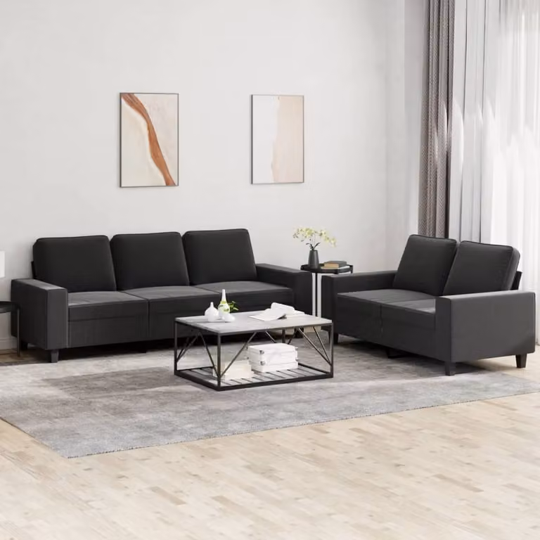 Maison Exclusive - Set divano a 2 posti in tessuto nero