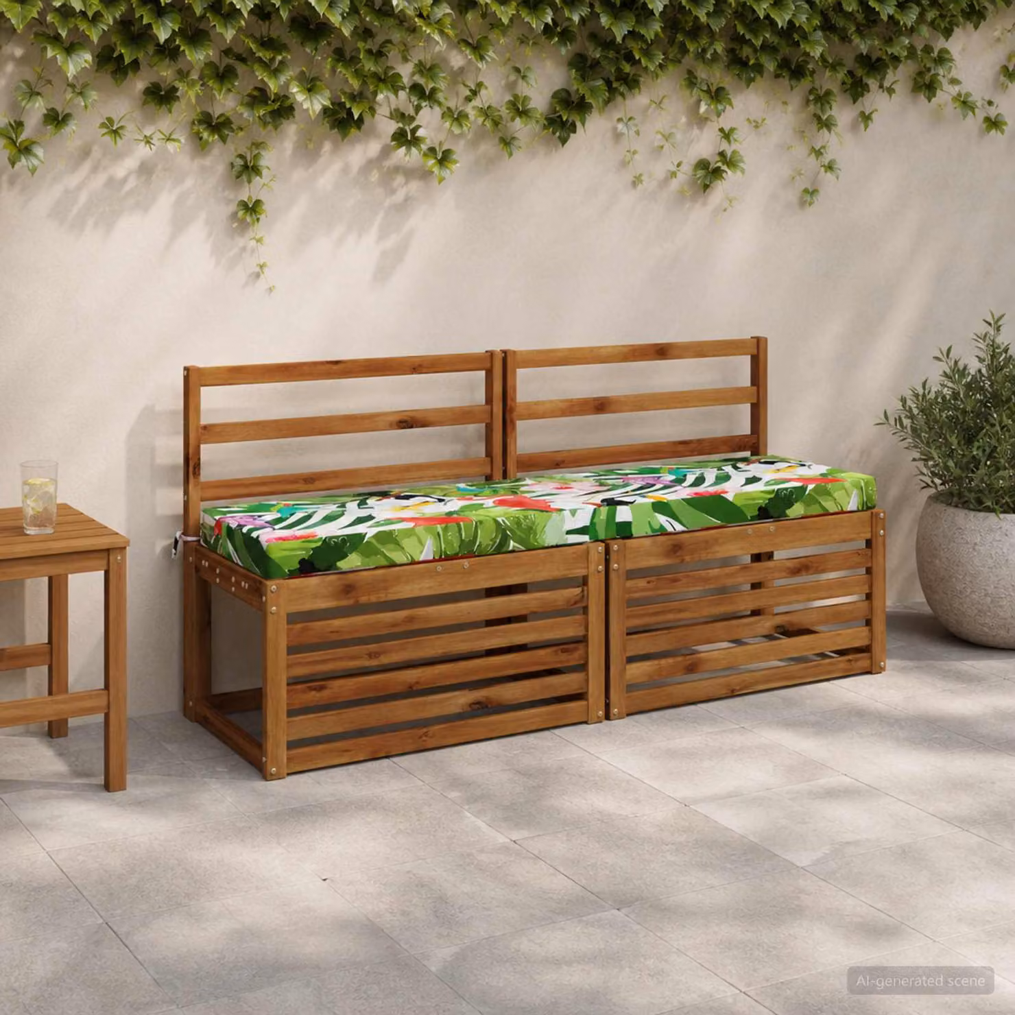 Set di 2 cuscini per panchina vidaXL SOEST multicolore in poliestere con imbottitura in schiuma e coperture lavabili