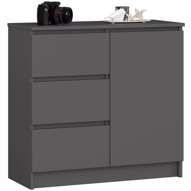 Comò K80 JERRY grafite con 3 cassetti e 1 porta - arredo elegante e funzionale per la tua casa