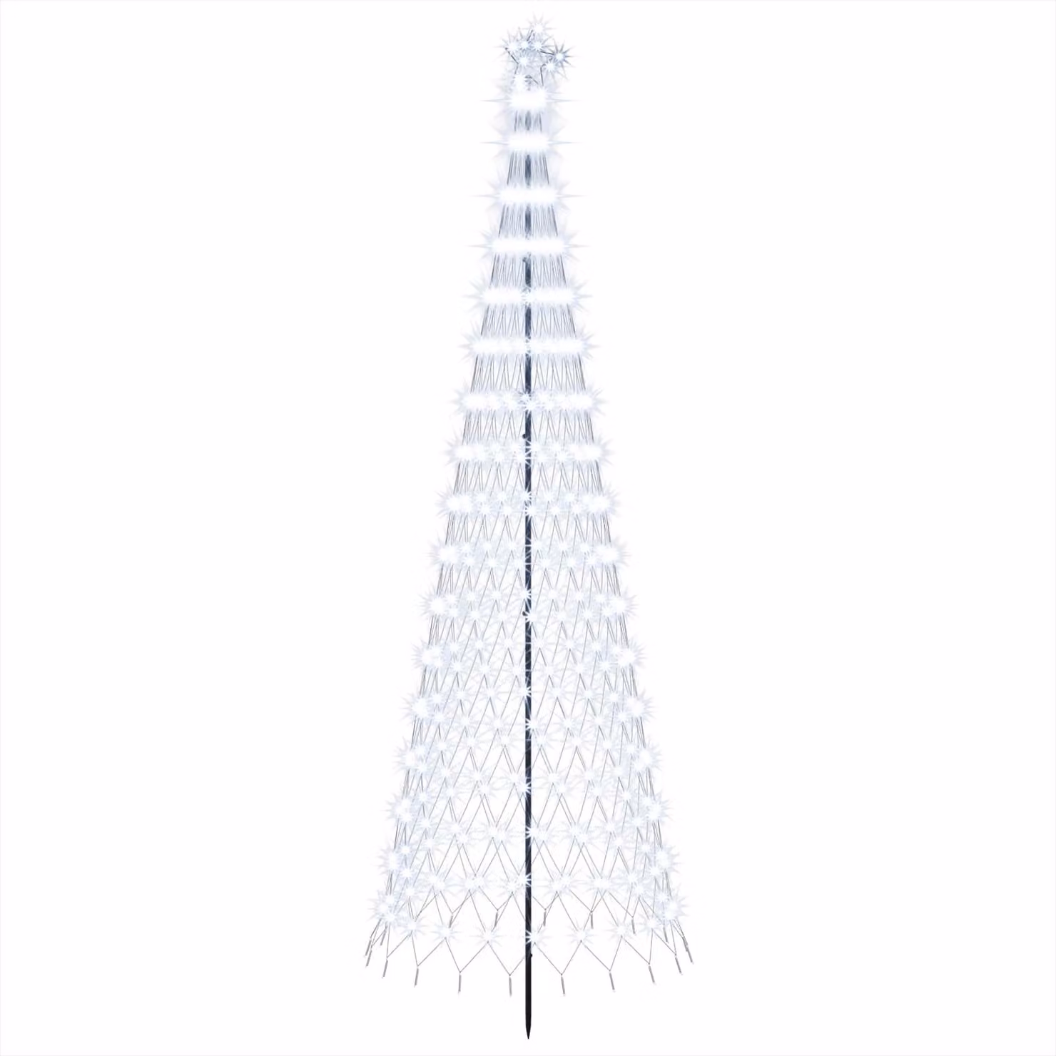 Albero di Natale a LED, 300 cm, 350 LED, luce bianca fredda, struttura in ferro, colore nero