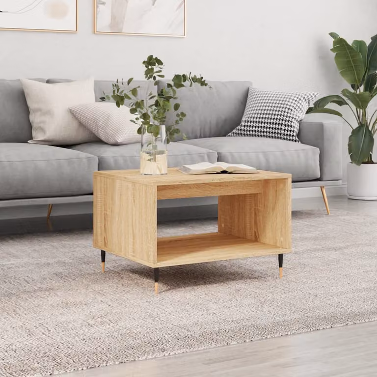 vidaXL Tavolino da Salotto Moderno in Legno e Metallo, Colore Rovere e Marrone, L: 60 cm, P: 50 cm, H: 40 cm