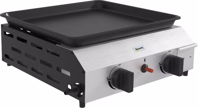 Piastra Barbecue a Gas ¨C zephmum ¨C 2 Bruciatori 4.8kw Argento