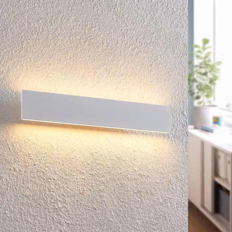 Applique da parete a LED Ignazia Lindby, dimmerabile, Bianco / Opale, Soggiorno / Sala da pranzo, Metallo, Moderno, Applique a LED