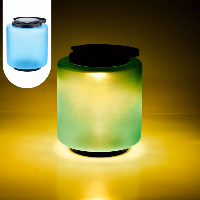 Moderna lanterna solare in vetro Lampada da balcone Decorazione da giardino Moderna Erlin Blu
