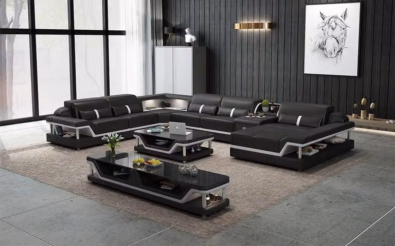 Designer Wohnlandschaft U-Form Couch Ecksofa Polster Garnitur Eckgarnitur Sofa
