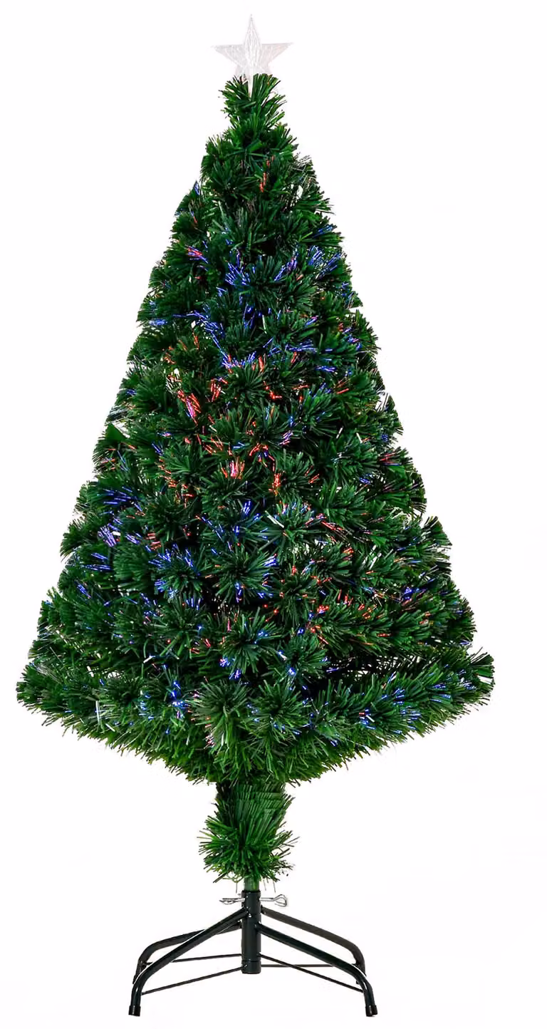 Albero di Natale, abete artificiale con decorazioni natalizie, luci LED, 60 x 60 x 120 cm, verde