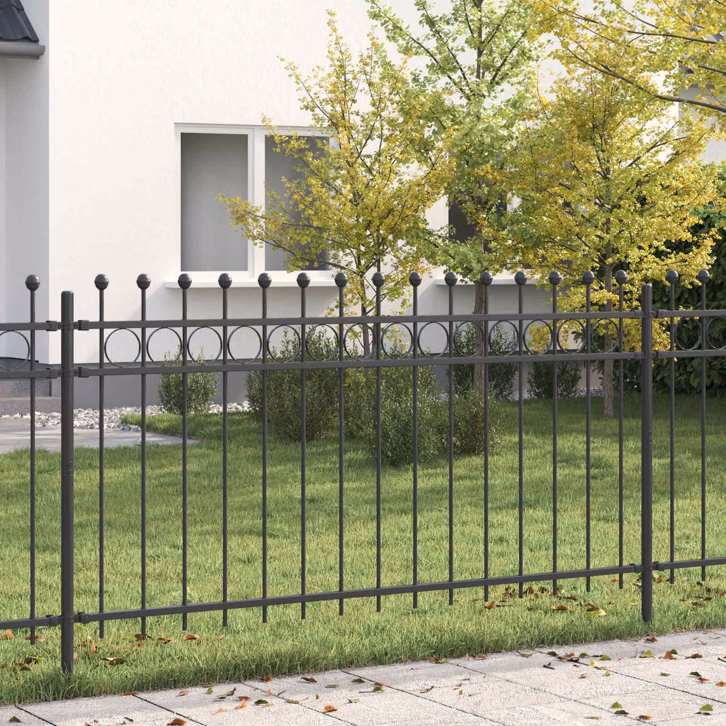 Recinzione a cerchio vidaXL TILBURG in acciaio nero L: 200 cm, H: 150 cm