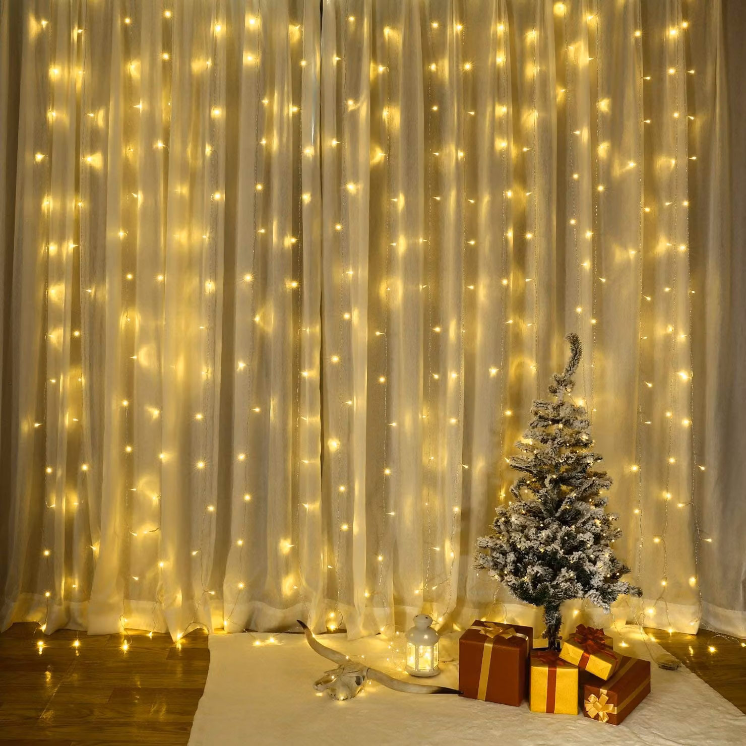 Salcar 6 x 3m 600 LED tenda luminosa luci da interno 8 modalità di luce e funzione di memoria LED festa matrimonio decorazione natalizia