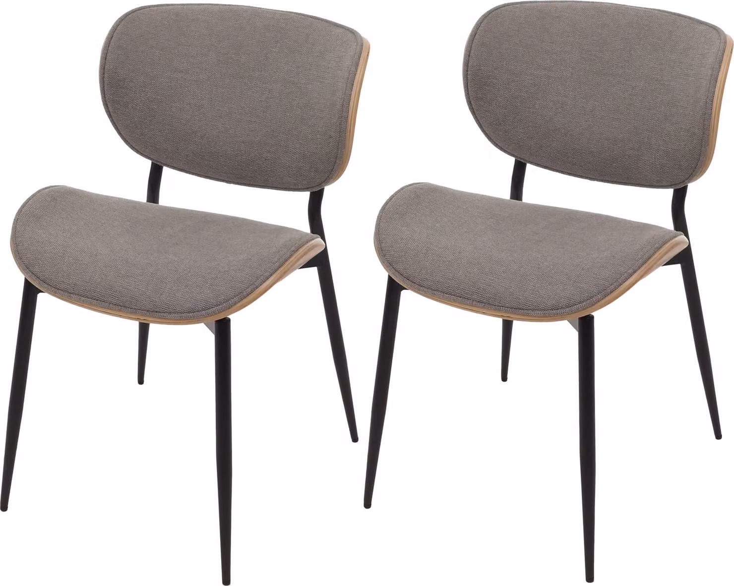 Set di 2 sedie da pranzo, modello HWC-O45, struttura in legno di faggio, rivestimento in tessuto (370g/m²), , colore: naturale, grigio chiaro