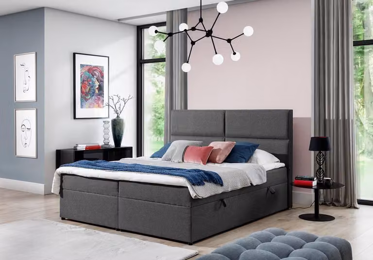 Designer Bett Chesterfield Textil Hotel Betten Doppel Schlafzimmer Luxus 180x200