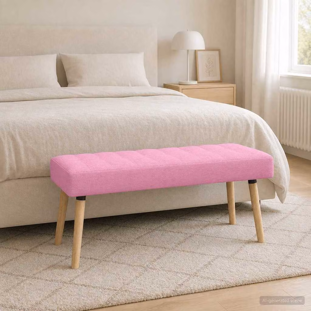 Panchina trapuntata a canale vidaXL in tessuto rosa con struttura in legno L: 110 cm, P: 40 cm, H: 46 cm
