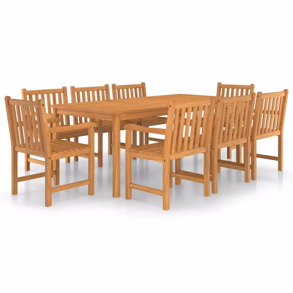Set da pranzo da giardino vidaXL in legno di teak marrone, 9 pezzi, L: 200 cm, P: 100 cm – 2