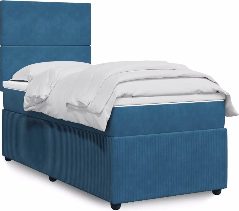 Maison Exclusive - Giroletto a Molle con Materasso Blu 90x190 cm in Velluto