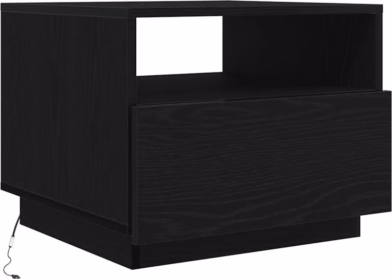 Tavolino da Soggiorno con Luci LED Rovere Nero 50x49x40 cm