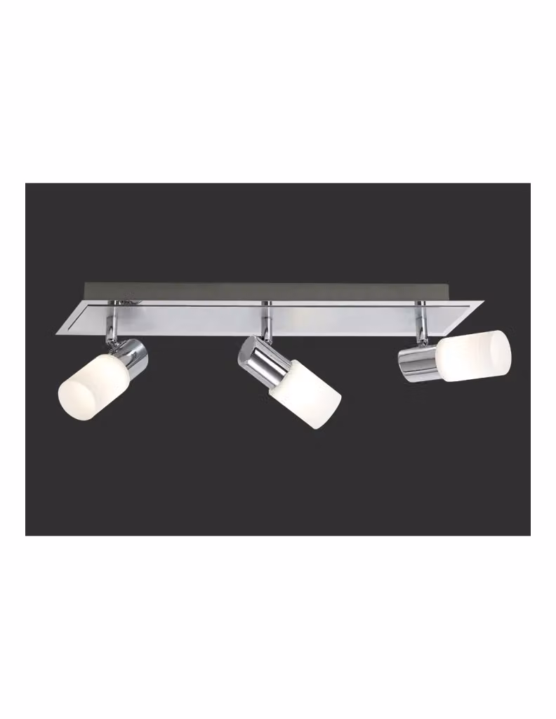 Faretto Clapton Trio Leuchten a 3 punti luce LED in cromo e vetro bianco L50 cm – 2