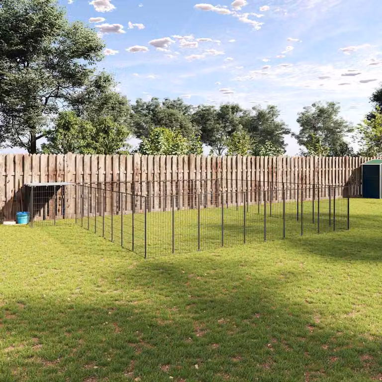 vidaXL Gabbia per Cani in Metallo Nera e Argento per Giardino