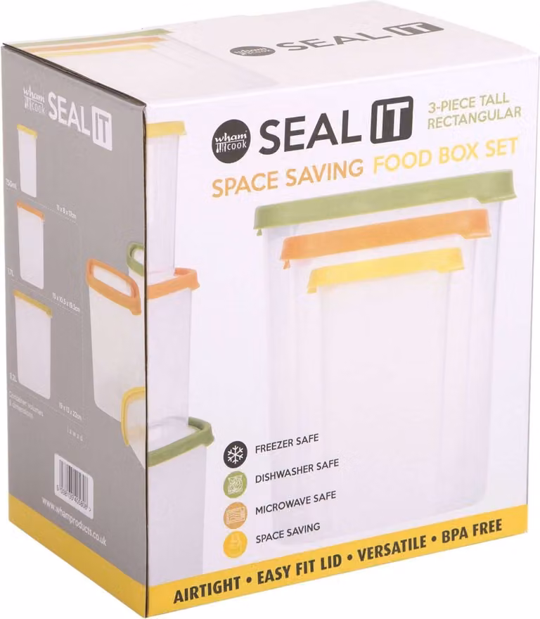 Contenitore portaoggetti Seal It, impilabile, set di 3 pezzi