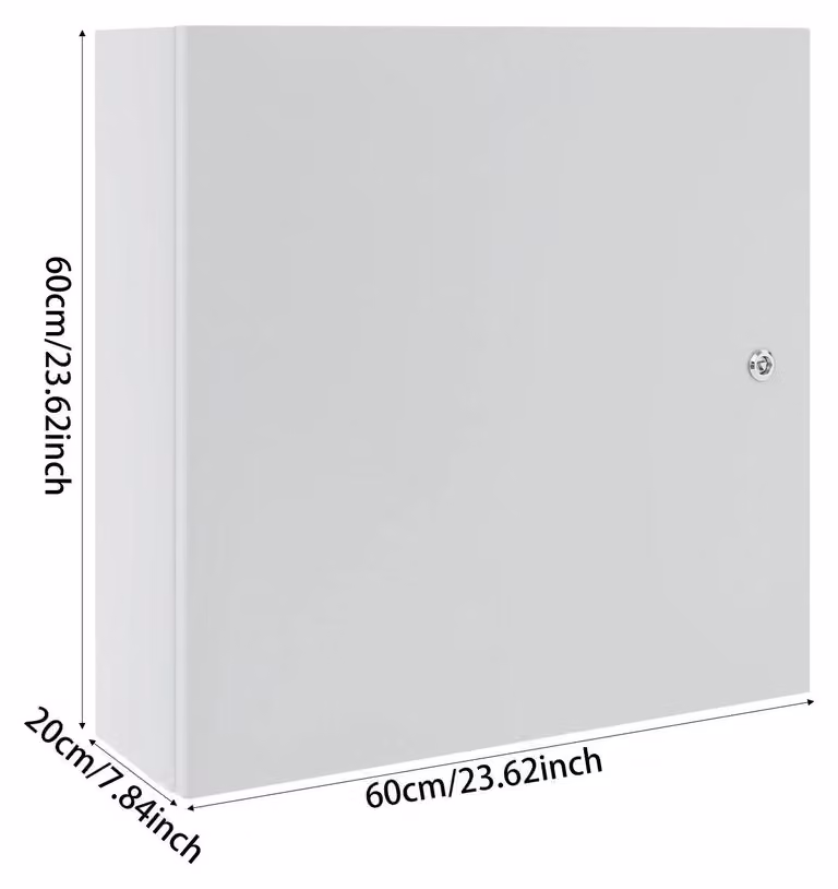 Quadro elettrico di distribuzione - Quadro di distribuzione a parete IP65 - Involucro in acciaio chiudibile a chiave 60x60x20 cm - IK08 - Per uso interno ed esterno