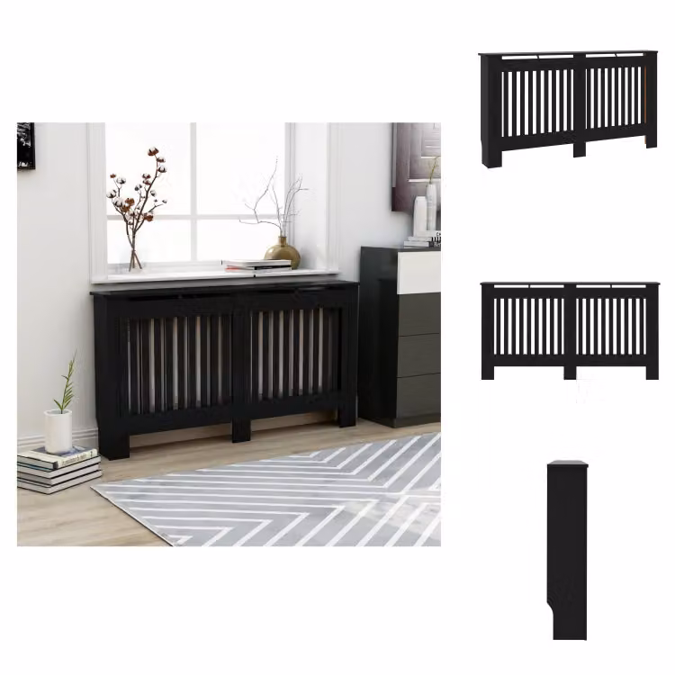 vidaXL Copriradiatore nero 152 x 19 x 81 cm MDF - Accessori per radiatori
