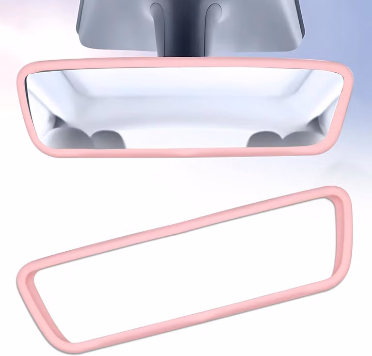 Copertura per specchietto retrovisore in silicone flessibile, colore rosa, cornice protettiva, per auto