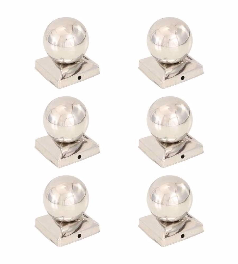 Tappi per Pali 6 pz Estremità a Globo in Acciaio Inox 91x91 mm