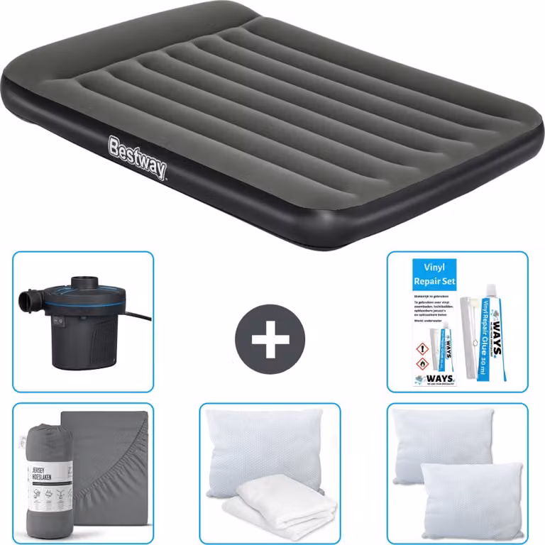 Materasso gonfiabile Bestway - Letto alla francese - 137 x 191 x 30 cm - Verde - Accessori inclusi