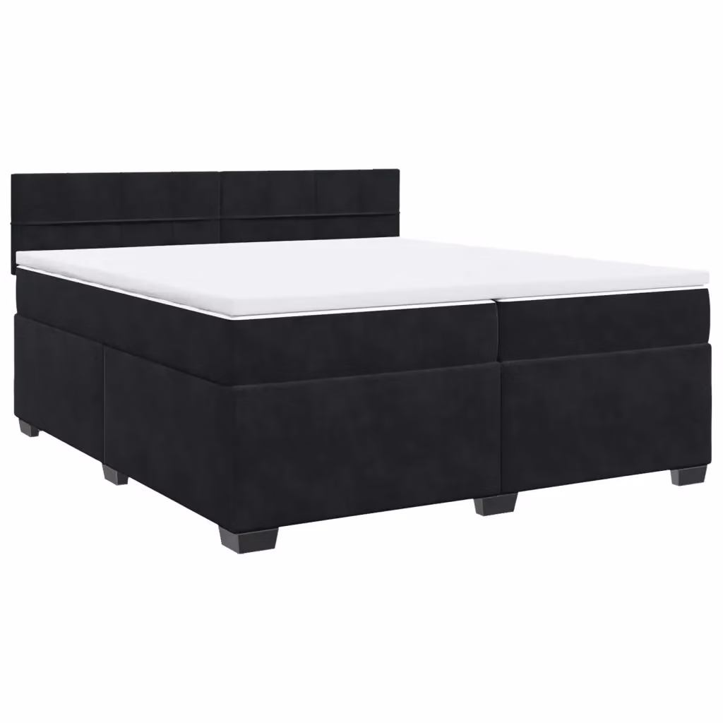 Letto Ibrido vidaXL con Giroletto a Molle e Materasso in Velluto Nero e Bianco L/P: 200 x 200 cm – 2