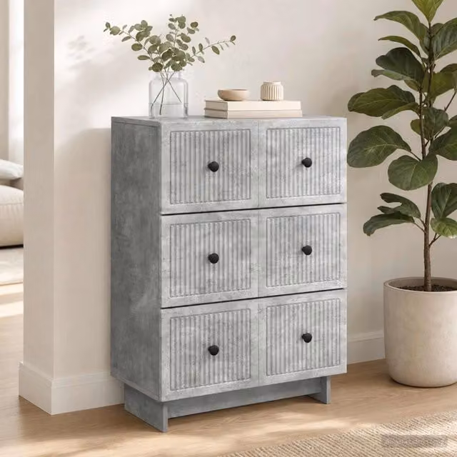 Mobile con Cassetti Moderno vidaXL in MDF e Metallo Grigio L: 66 cm, P: 34,5 cm, H: 90 cm – 1