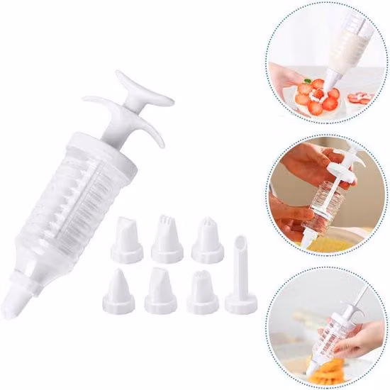 Pistola a spruzzo per torte con 8 ugelli, trasparente/bianca, accessori da forno