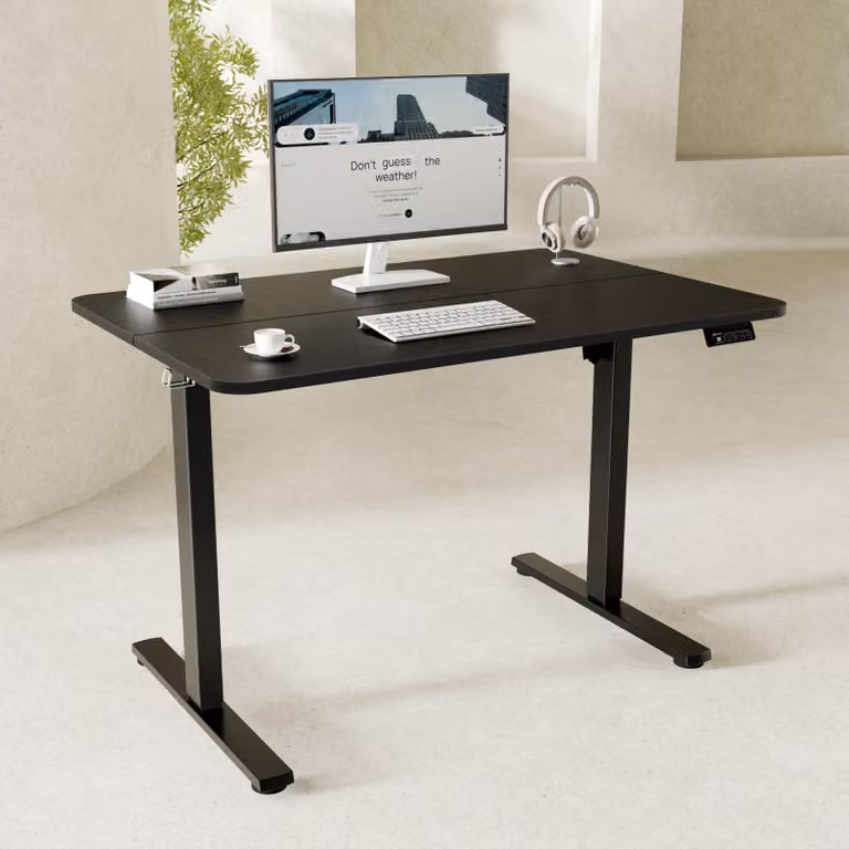 Scrivania regolabile in altezza, elettrica, da 73 a 118 cm, in acciaio verniciato nero