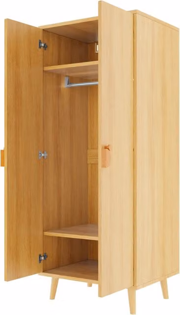 Armadio Chicfurn a due ante per camera da letto, colore marrone, L: 70 cm, P: 55 cm, H: 170 cm