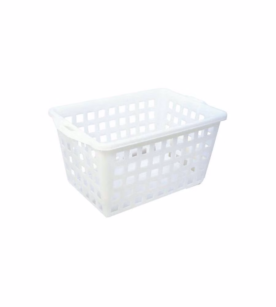 Cesta forata con maniglie Giganplast, colore bianco, L: 50 cm, P: 34 cm, H: 30 cm