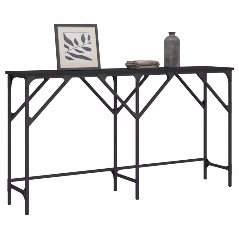 vidaXL Tavolino Consolle Nero in Legno e Metallo L: 140 cm, P: 29 cm, H: 75 cm